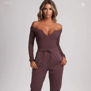 MESHKI matching bodysuit and sweatpants